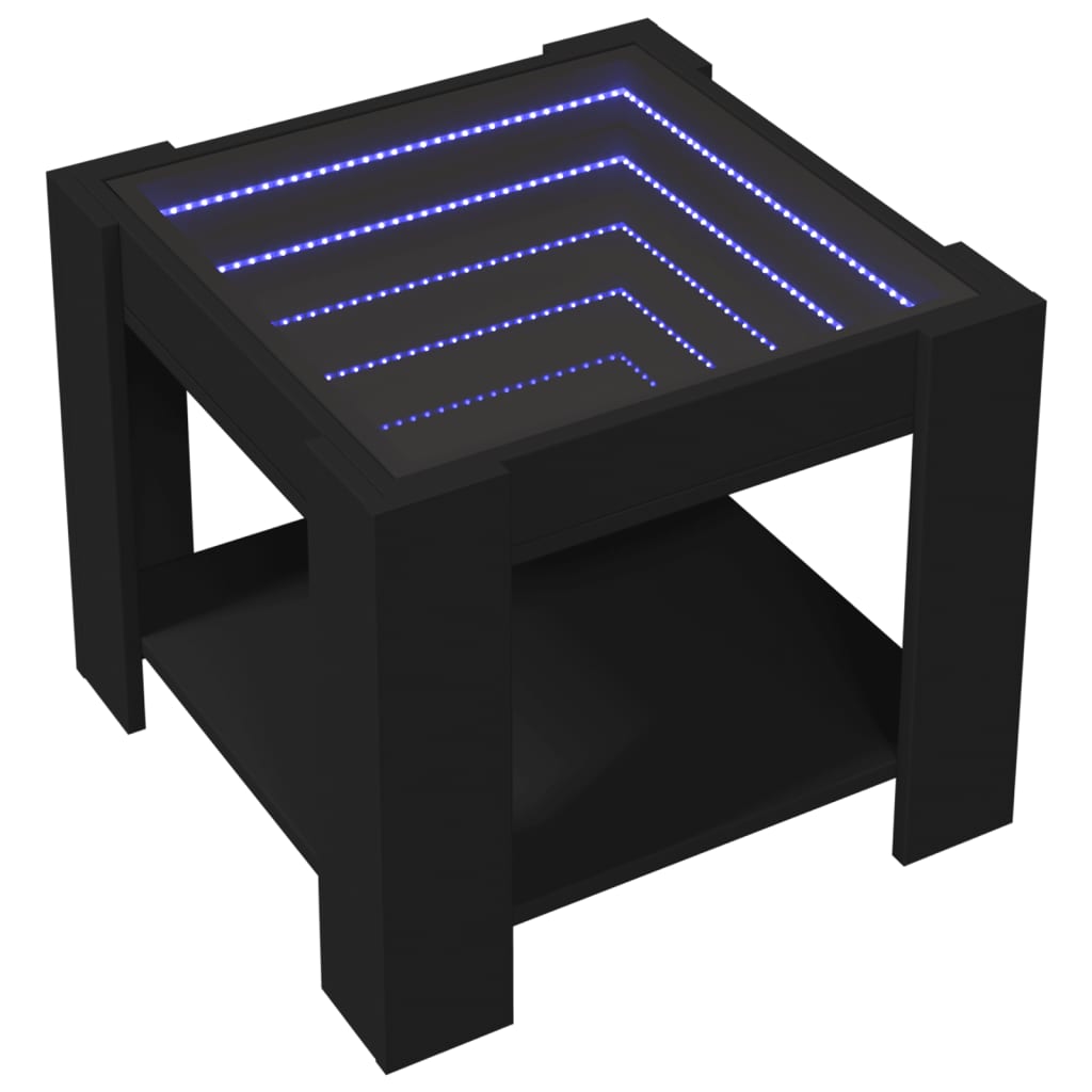 vidaXL Mesa de centro con LED madera de ingeniería negro 53x53x45 cm