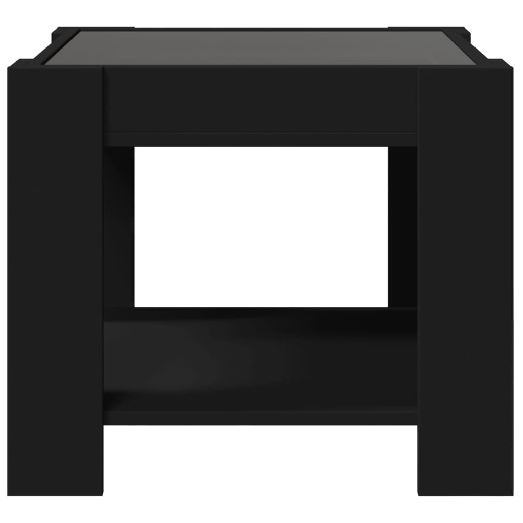 vidaXL Mesa de centro con LED madera de ingeniería negro 53x53x45 cm