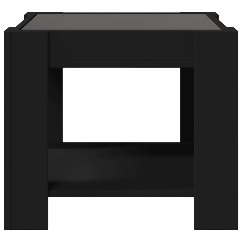 vidaXL Mesa de centro con LED madera de ingeniería negro 53x53x45 cm