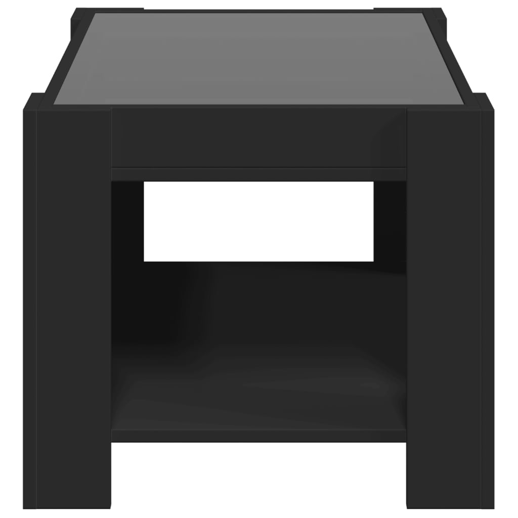 vidaXL Mesa de centro con LED madera de ingeniería negro 73x53x45 cm