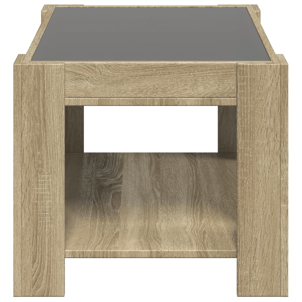 vidaXL Mesa de centro y LED madera ingeniería roble Sonoma 73x53x45 cm