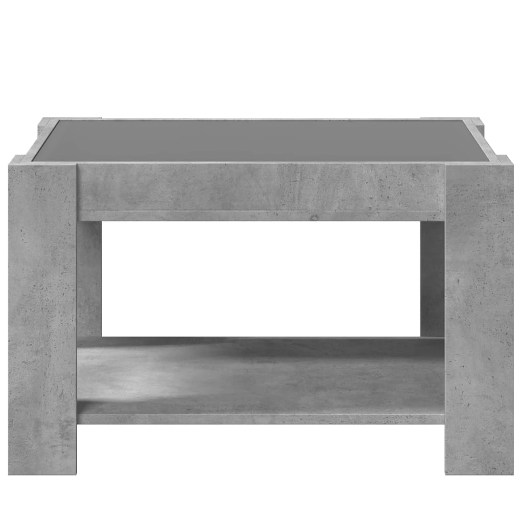 vidaXL Mesa de centro y LED madera ingeniería gris hormigón 73x53x45cm