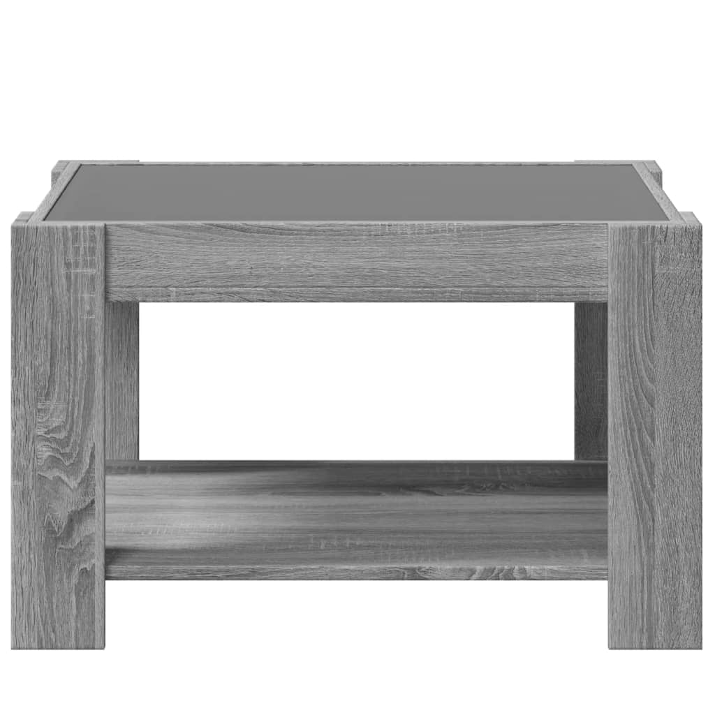 vidaXL Mesa de centro y LED madera ingeniería gris Sonoma 73x53x45 cm