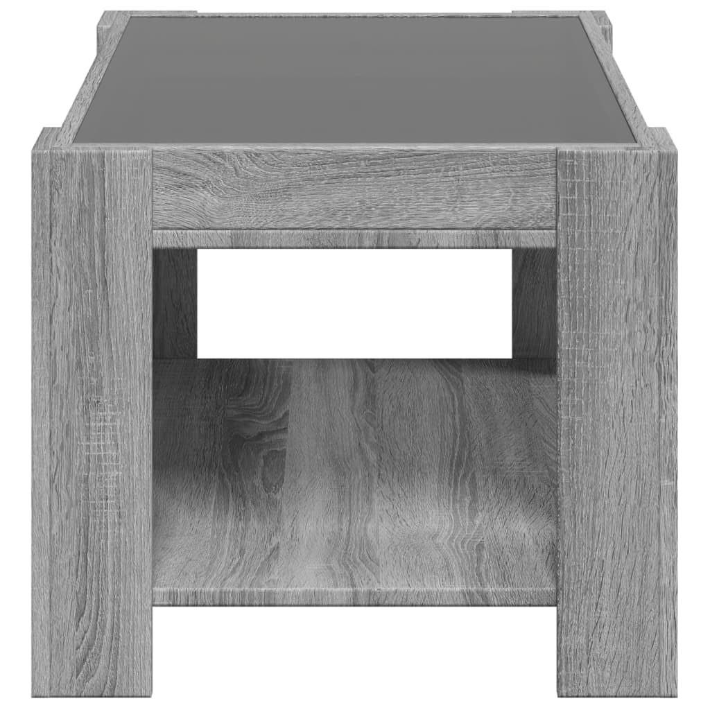 vidaXL Mesa de centro y LED madera ingeniería gris Sonoma 73x53x45 cm