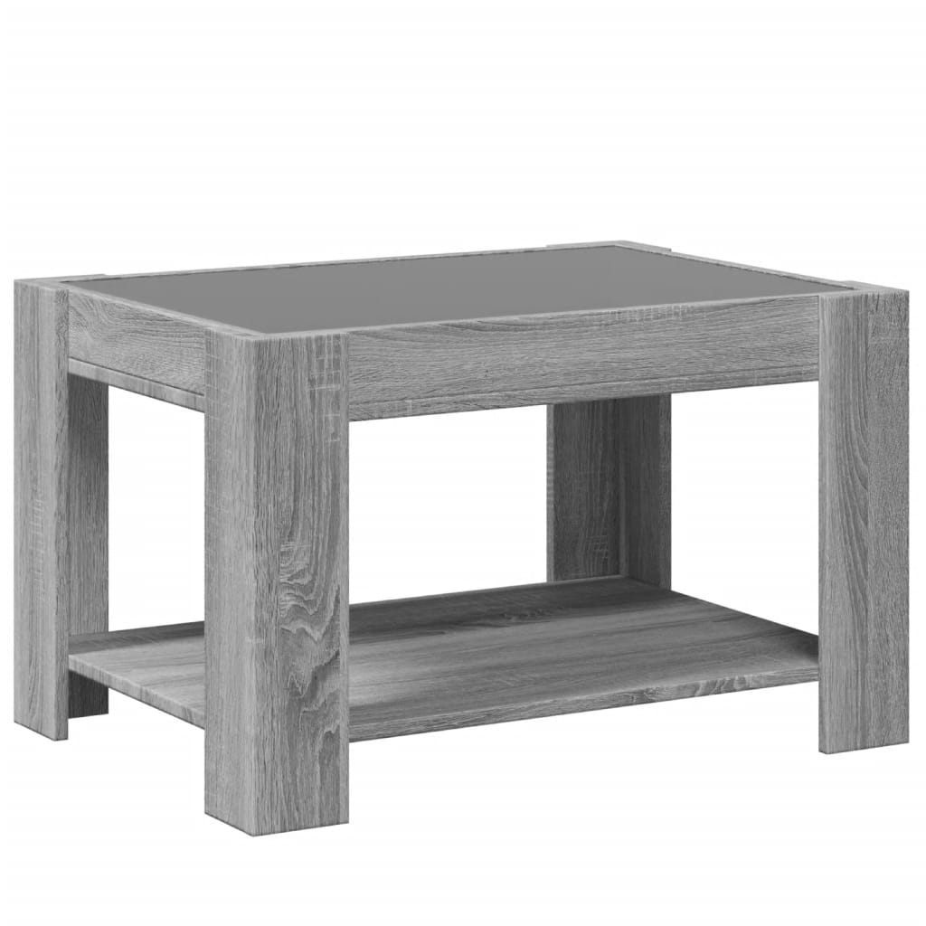 vidaXL Mesa de centro y LED madera ingeniería gris Sonoma 73x53x45 cm