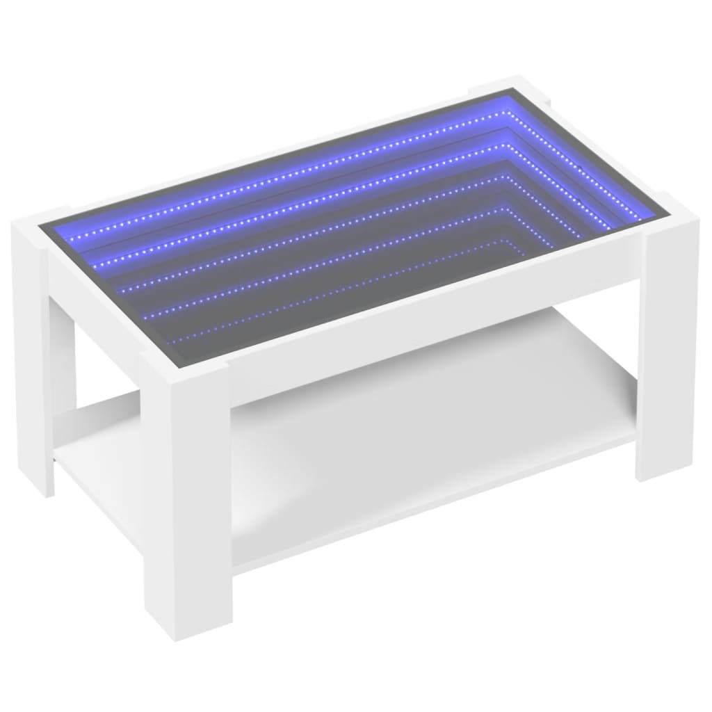 vidaXL Mesa de centro con LED madera de ingeniería blanca 93x53x45 cm