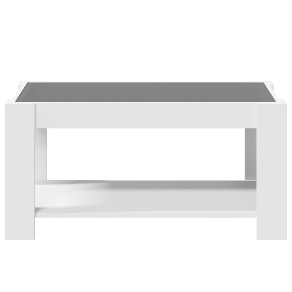 vidaXL Mesa de centro con LED madera de ingeniería blanca 93x53x45 cm