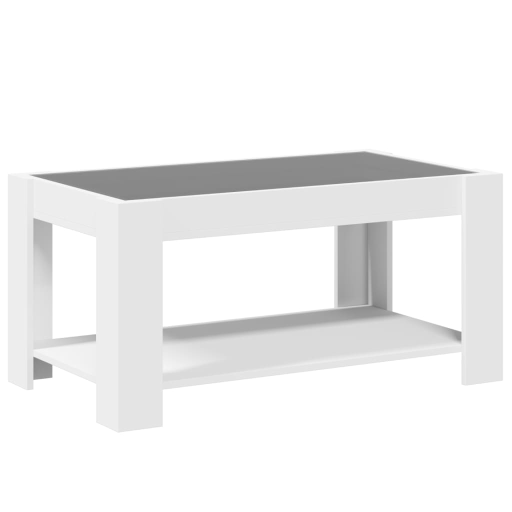 vidaXL Mesa de centro con LED madera de ingeniería blanca 93x53x45 cm