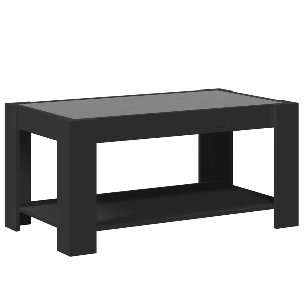 vidaXL Mesa de centro con LED madera de ingeniería negro 93x53x45 cm