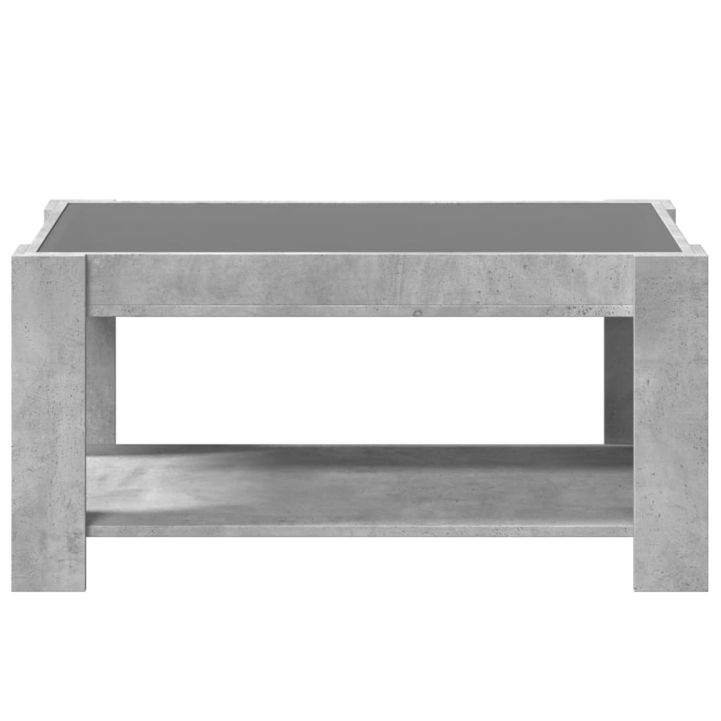 vidaXL Mesa de centro y LED madera ingeniería gris hormigón 93x53x45cm