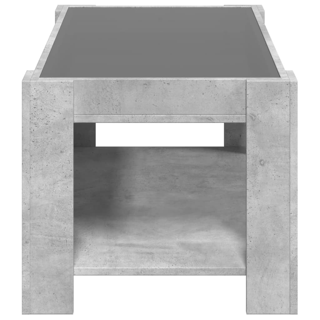 vidaXL Mesa de centro y LED madera ingeniería gris hormigón 93x53x45cm