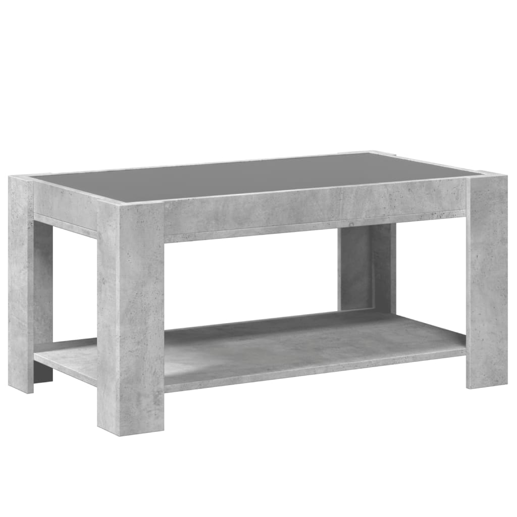 vidaXL Mesa de centro y LED madera ingeniería gris hormigón 93x53x45cm