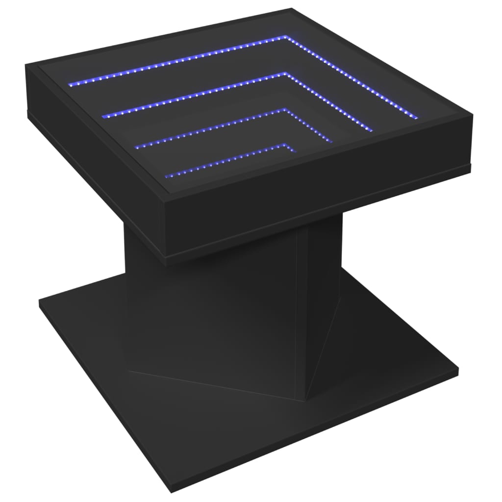 vidaXL Mesa de centro con luz LED madera ingeniería negra 50x50x45 cm