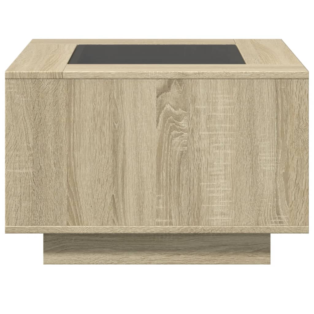 vidaXL Mesa de centro y LED madera ingeniería roble Sonoma 60x60x40 cm