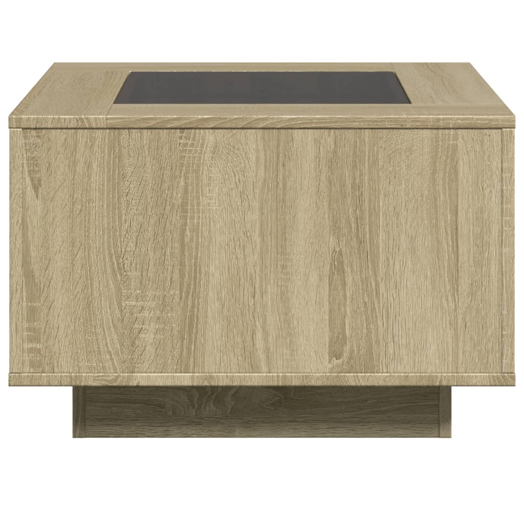 vidaXL Mesa de centro y LED madera ingeniería roble Sonoma 60x60x40 cm