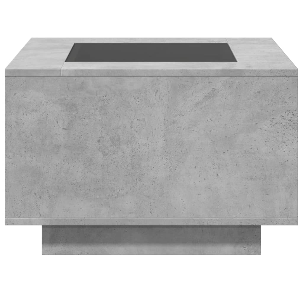 vidaXL Mesa de centro y LED madera ingeniería gris hormigón 60x60x40cm