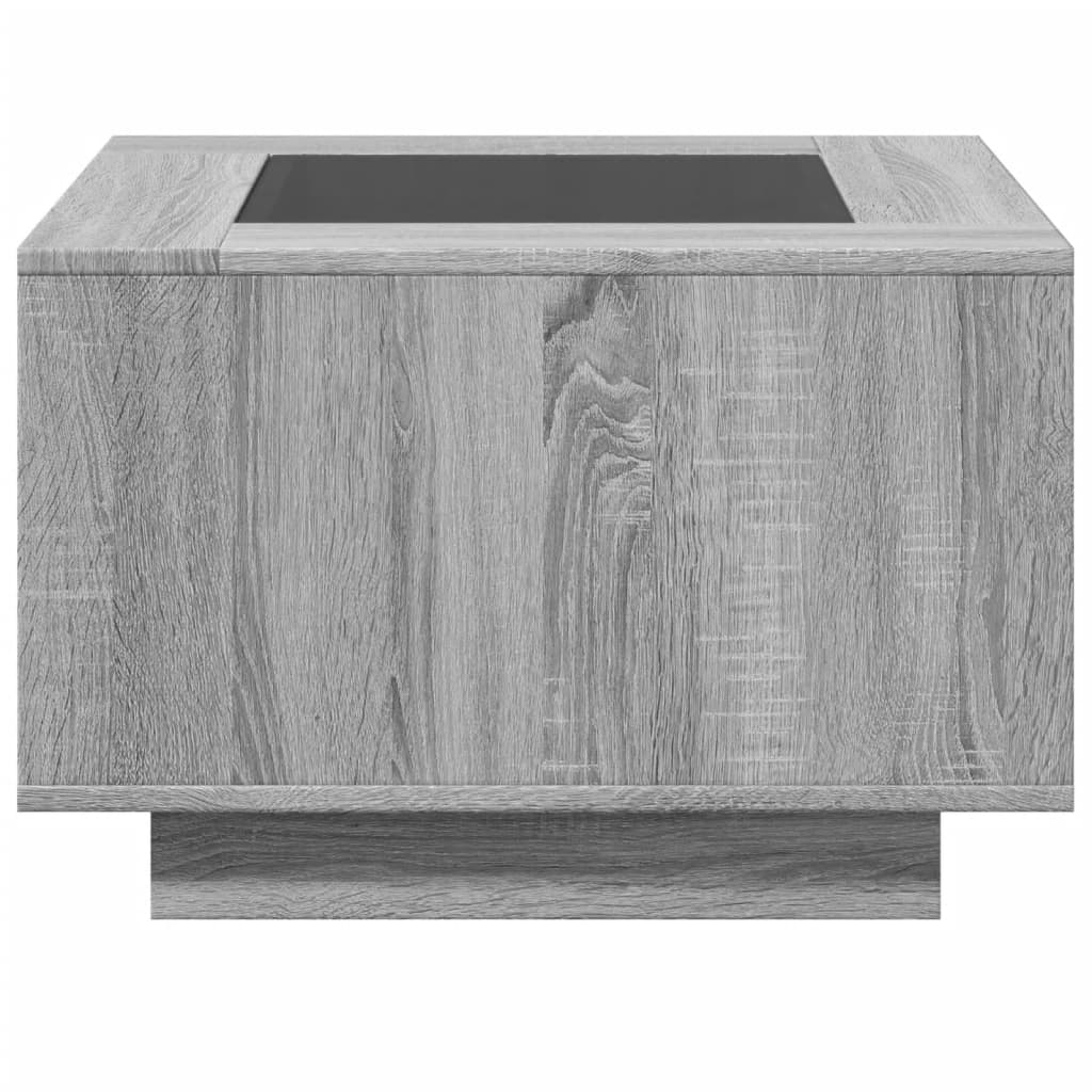 vidaXL Mesa de centro y LED madera ingeniería gris Sonoma 60x60x40 cm