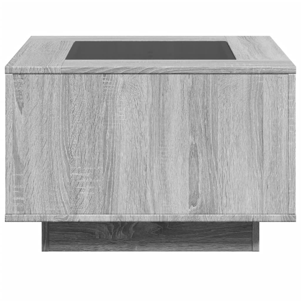 vidaXL Mesa de centro y LED madera ingeniería gris Sonoma 60x60x40 cm