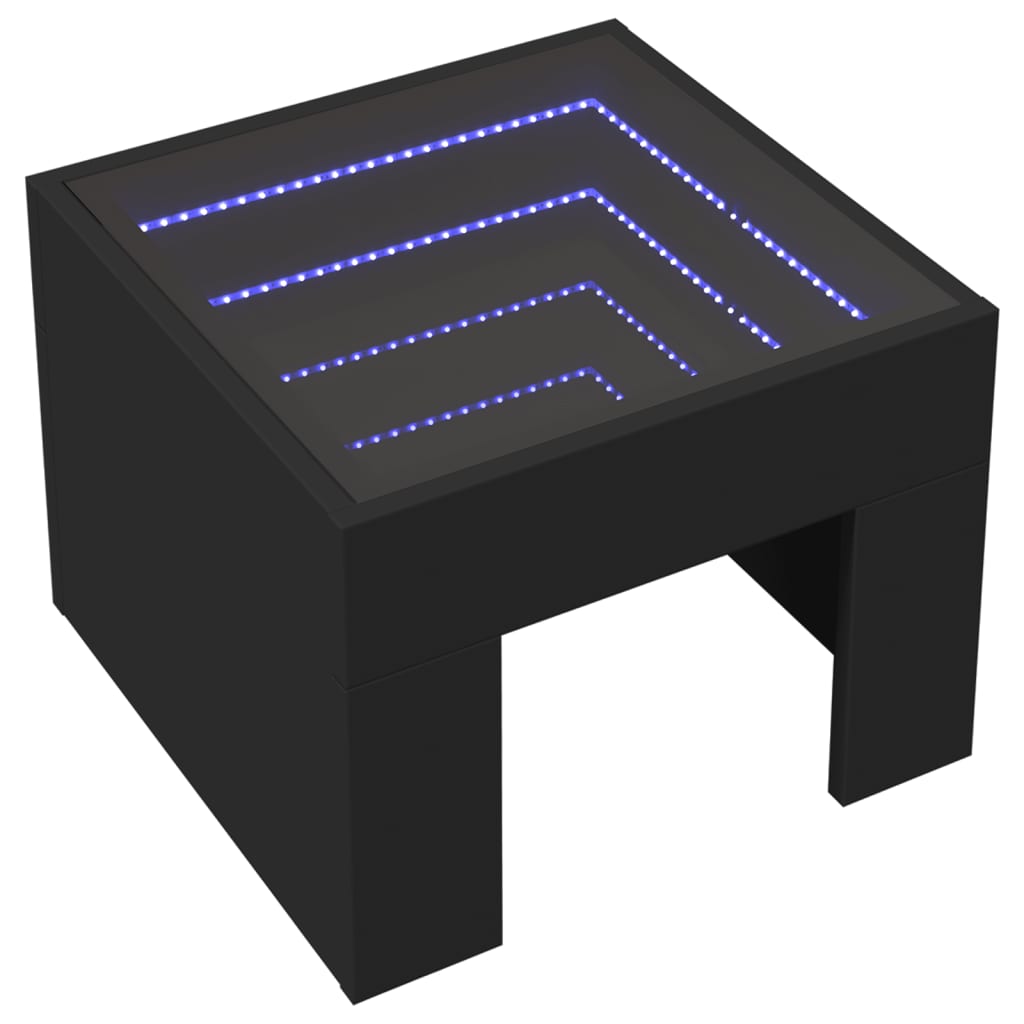 vidaXL Mesa de centro con Infinity LED negro 40x40x30 cm