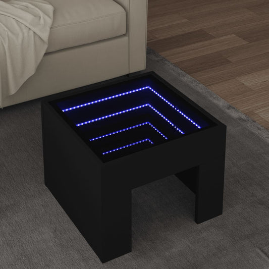 vidaXL Mesa de centro con Infinity LED negro 40x40x30 cm