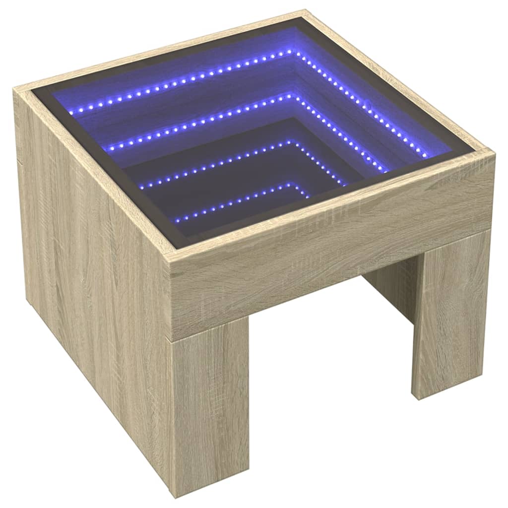 vidaXL Mesa de centro con Infinity LED roble Sonoma 40x40x30 cm