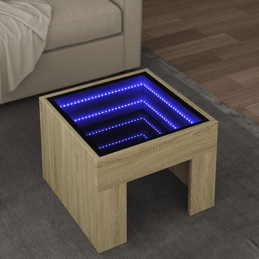 vidaXL Mesa de centro con Infinity LED roble Sonoma 40x40x30 cm