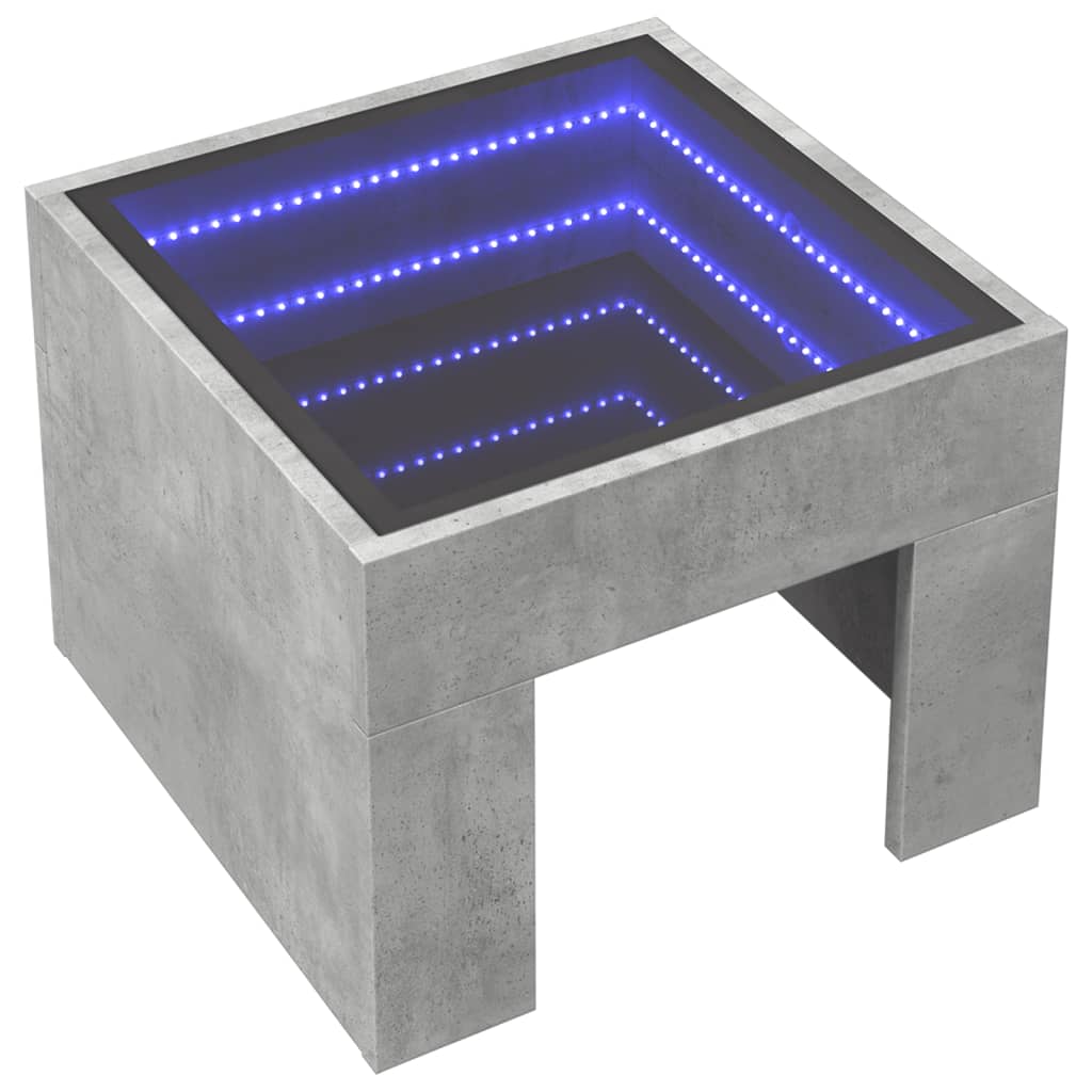 vidaXL Mesa de centro con Infinity LED gris hormigón 40x40x30 cm