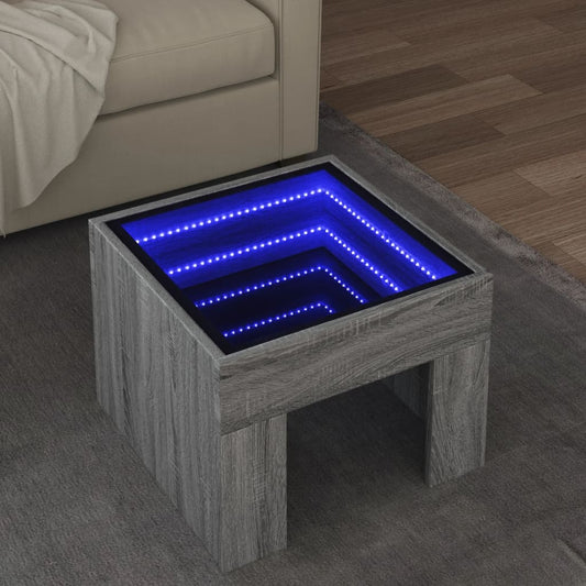 vidaXL Mesa de centro con Infinity LED gris Sonoma 40x40x30 cm