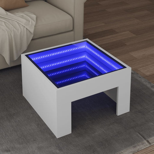 vidaXL Mesa de centro con Infinity LED blanco 50x50x30 cm