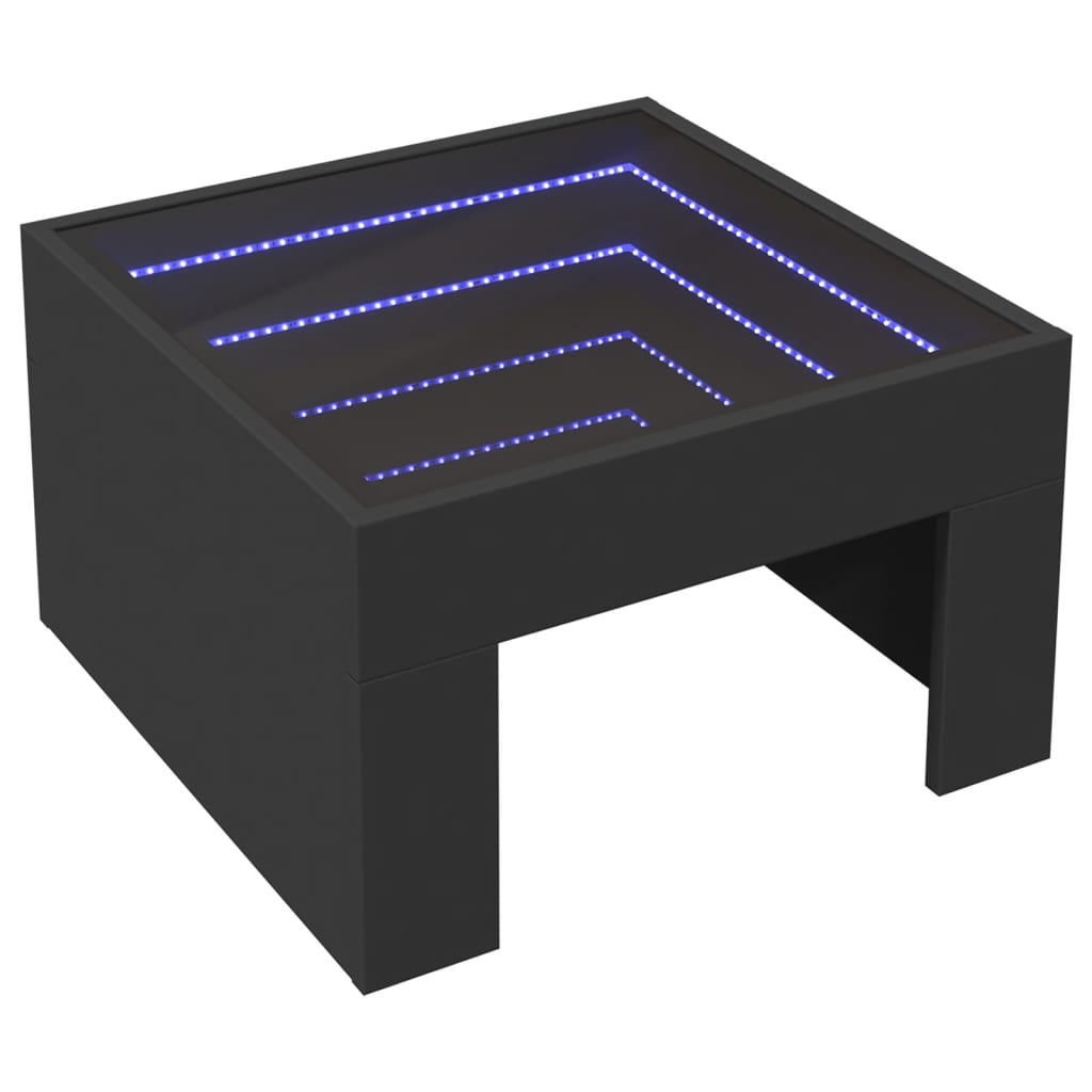 vidaXL Mesa de centro con Infinity LED negro 50x50x30 cm