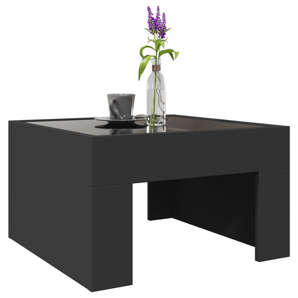 vidaXL Mesa de centro con Infinity LED negro 50x50x30 cm