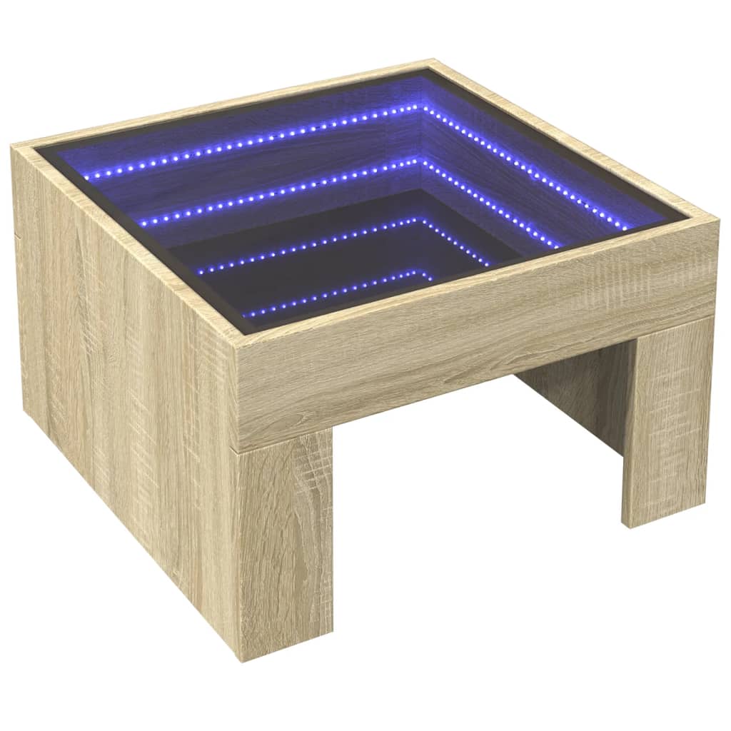 vidaXL Mesa de centro con Infinity LED roble Sonoma 50x50x30 cm