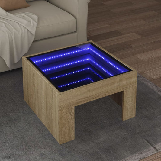 vidaXL Mesa de centro con Infinity LED roble Sonoma 50x50x30 cm