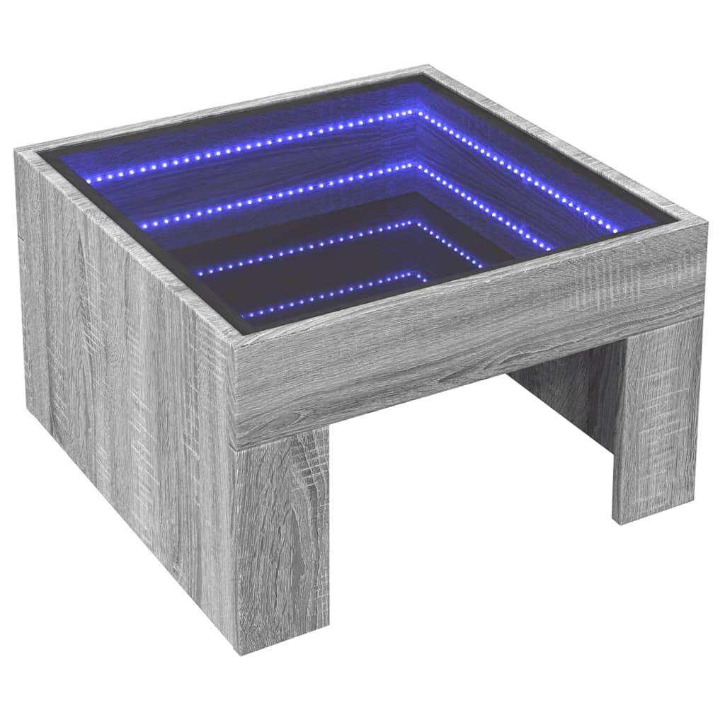 vidaXL Mesa de centro con Infinity LED gris Sonoma 50x50x30 cm