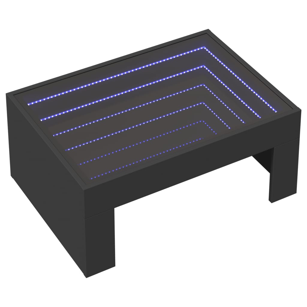 vidaXL Mesa de centro con Infinity LED negro 70x50x30 cm