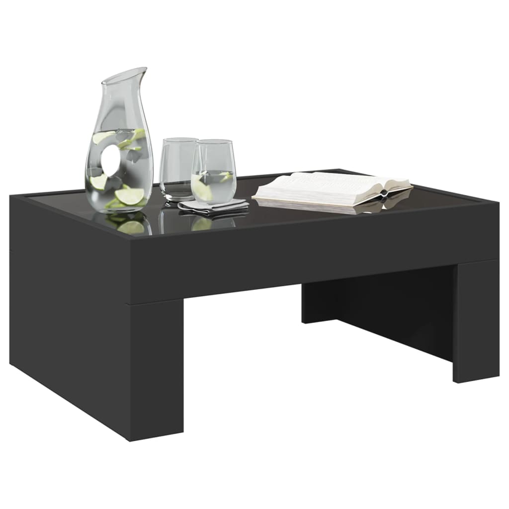 vidaXL Mesa de centro con Infinity LED negro 70x50x30 cm