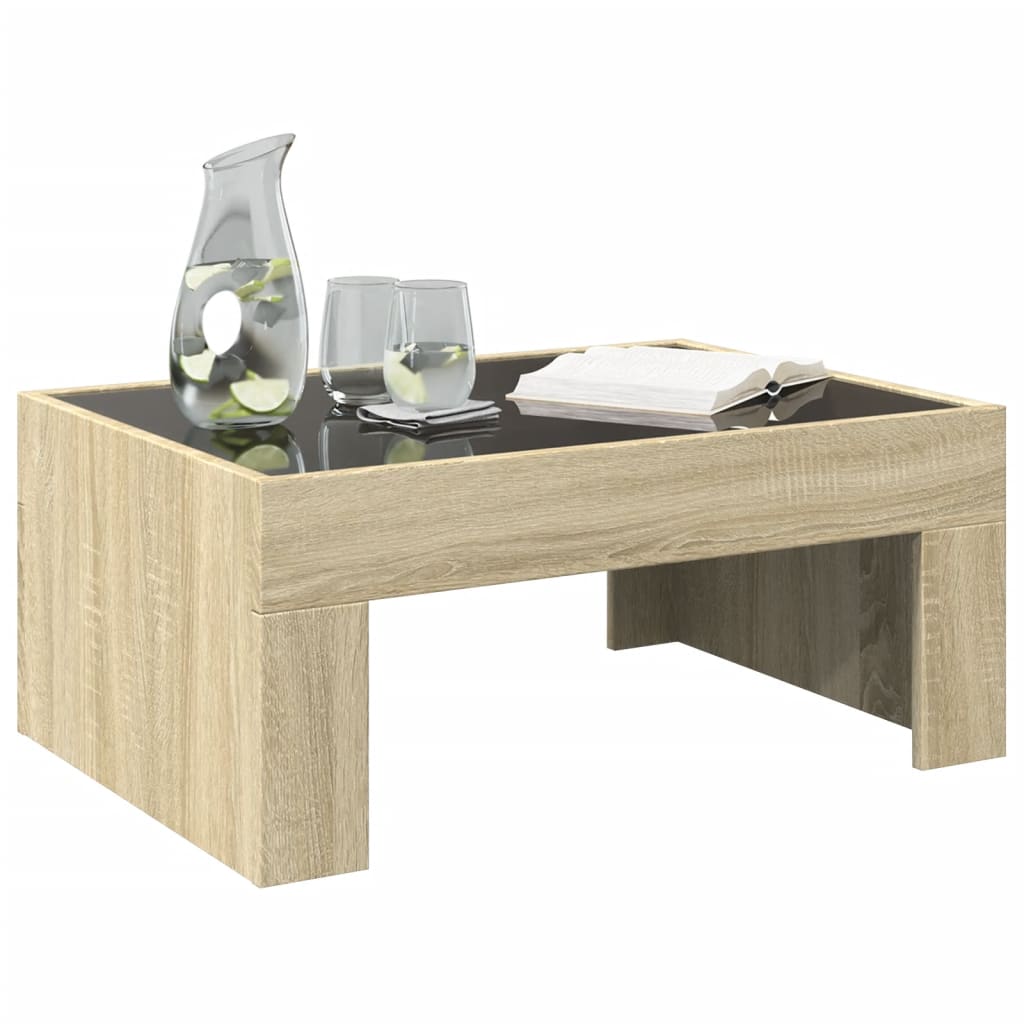 vidaXL Mesa de centro con Infinity LED roble Sonoma 70x50x30 cm