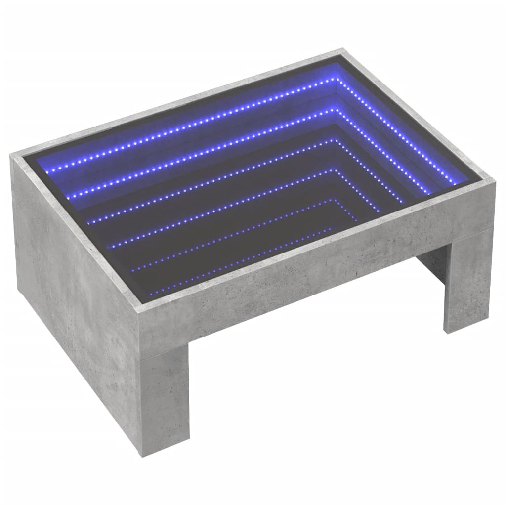 vidaXL Mesa de centro con Infinity LED gris hormigón 70x50x30 cm