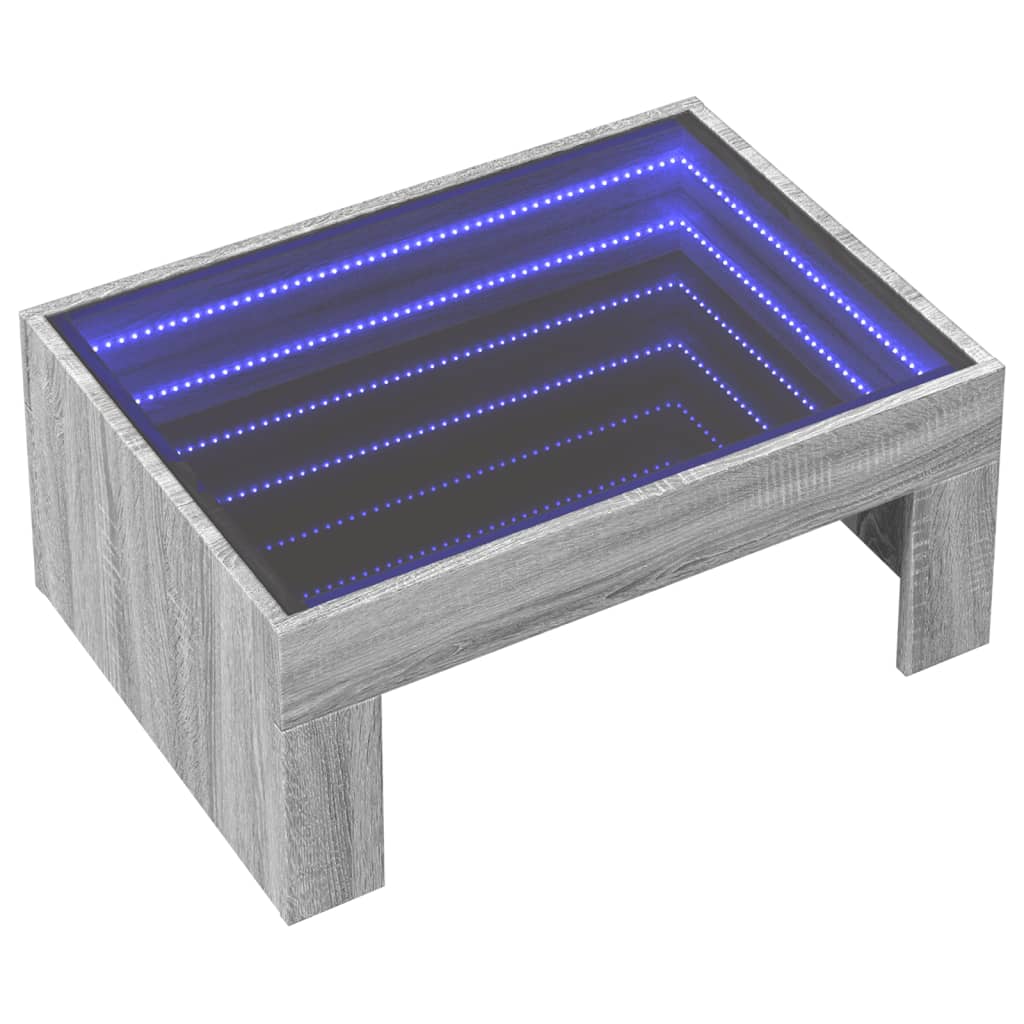 vidaXL Mesa de centro con Infinity LED gris Sonoma 70x50x30 cm