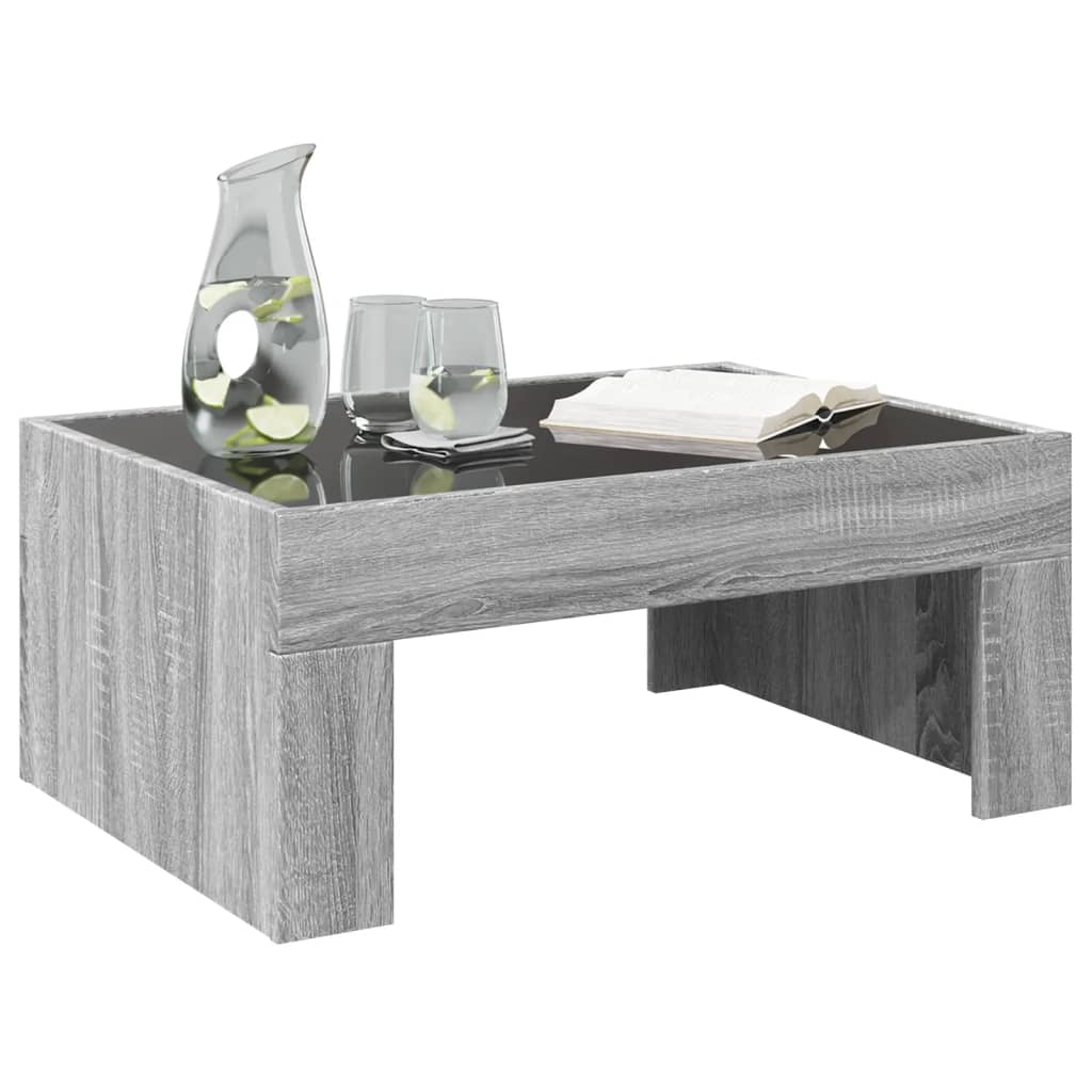 vidaXL Mesa de centro con Infinity LED gris Sonoma 70x50x30 cm