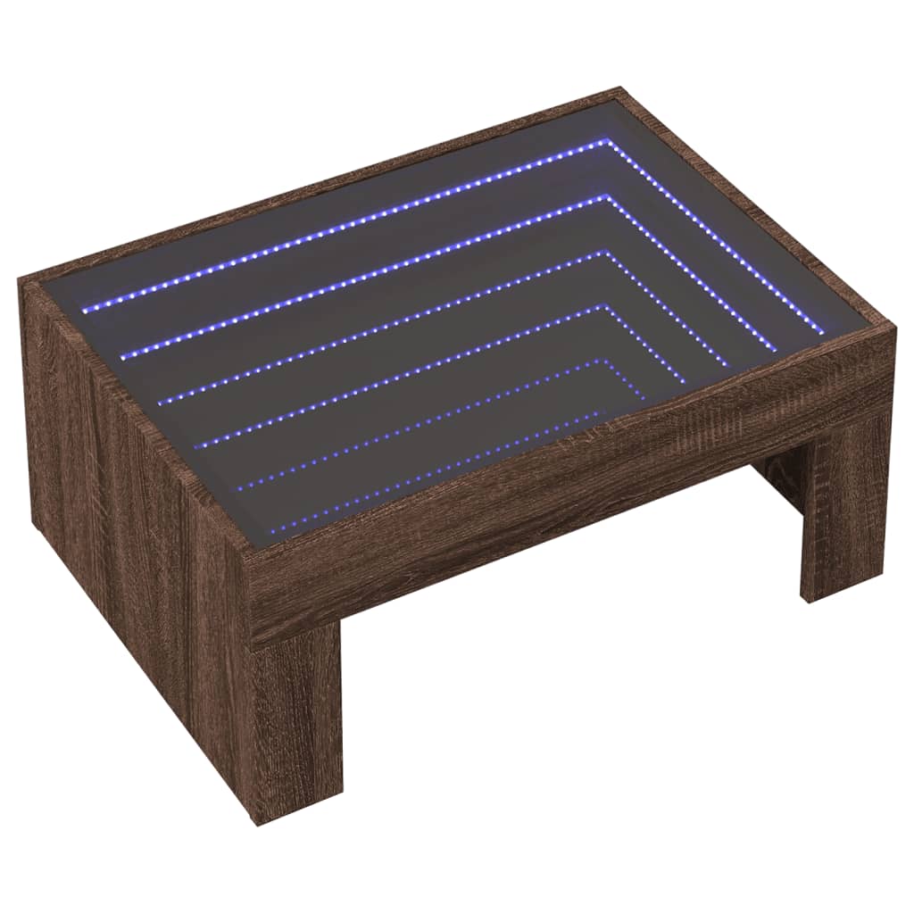 vidaXL Mesa de centro con Infinity LED marrón roble 70x50x30 cm