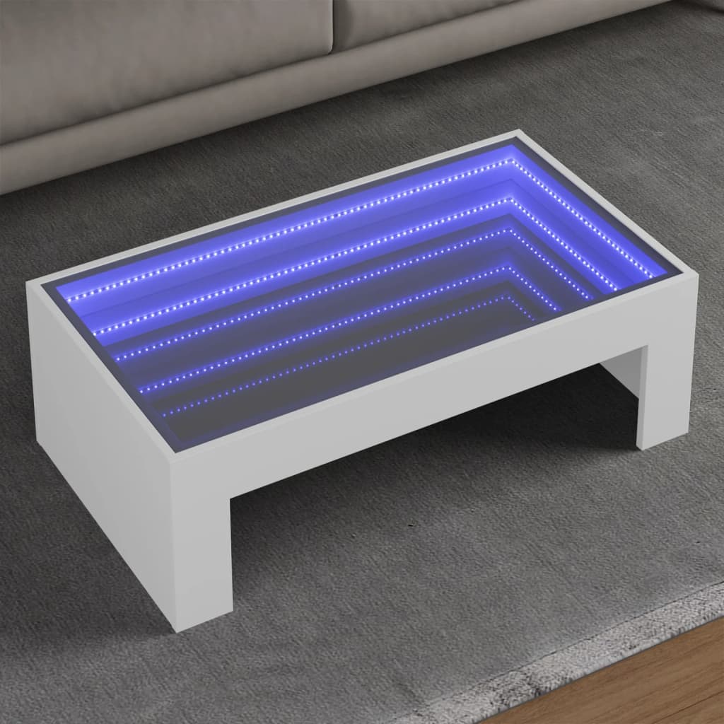 vidaXL Mesa de centro con Infinity LED blanco 90x50x30 cm