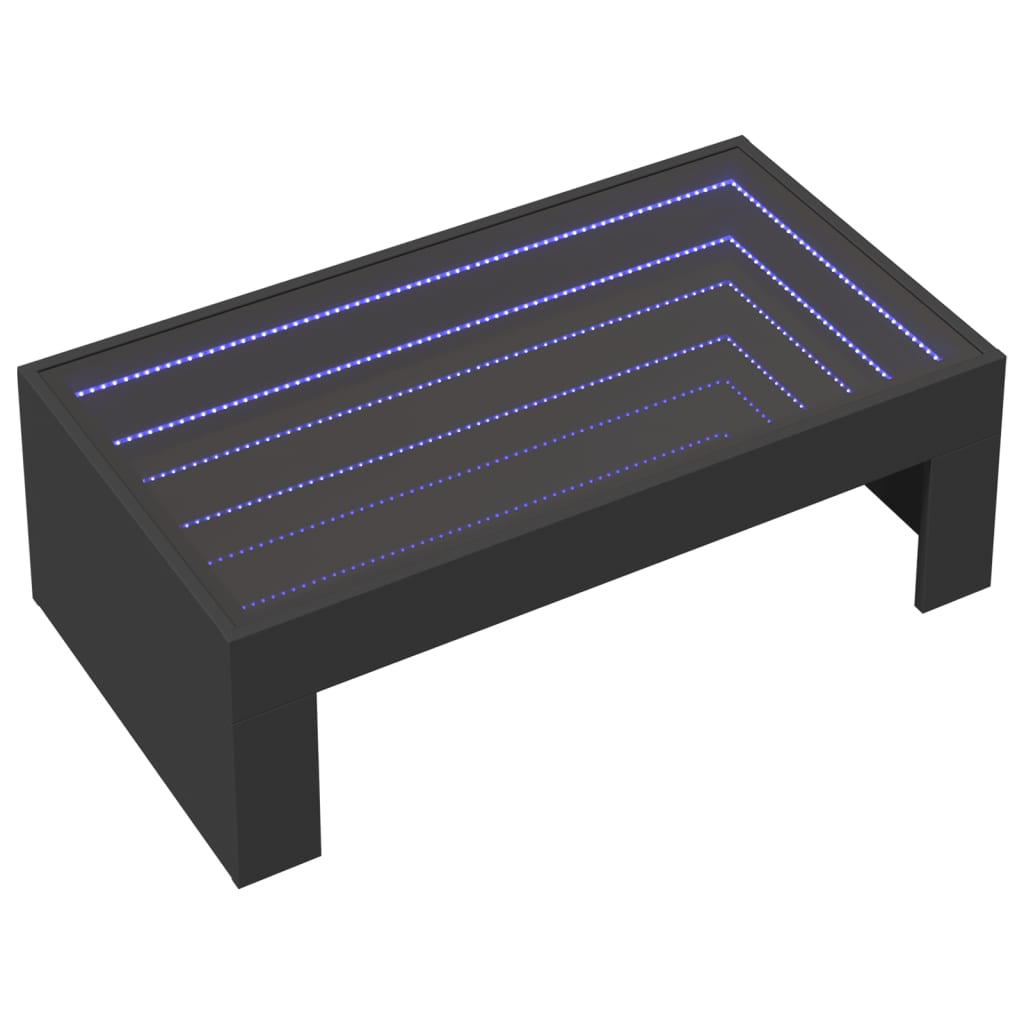 vidaXL Mesa de centro con Infinity LED negro 90x50x30 cm