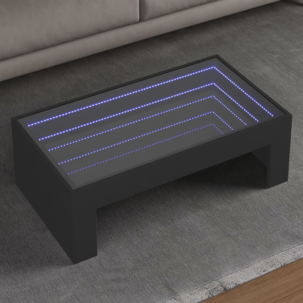 vidaXL Mesa de centro con Infinity LED negro 90x50x30 cm