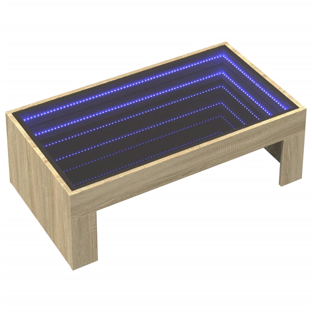 vidaXL Mesa de centro con Infinity LED roble Sonoma 90x50x30 cm