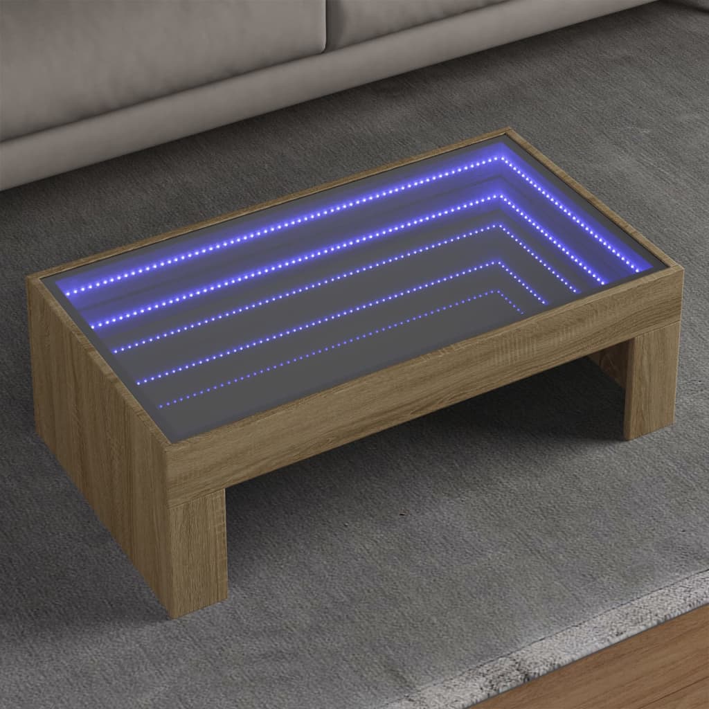 vidaXL Mesa de centro con Infinity LED roble Sonoma 90x50x30 cm