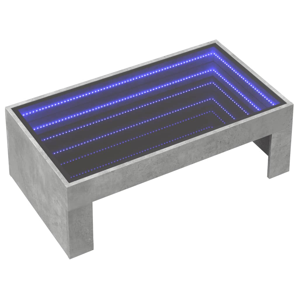 vidaXL Mesa de centro con Infinity LED gris hormigón 90x50x30 cm