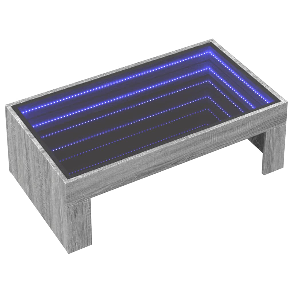 vidaXL Mesa de centro con Infinity LED gris Sonoma 90x50x30 cm