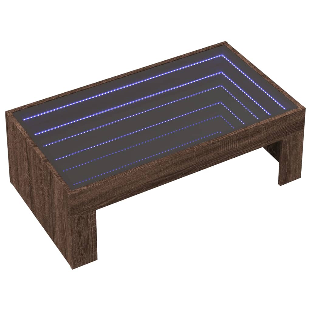 vidaXL Mesa de centro con Infinity LED marrón roble 90x50x30 cm