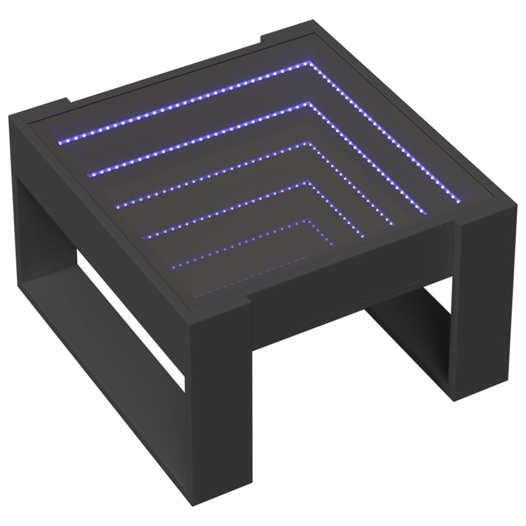 vidaXL Mesa de centro con Infinity LED negro 50x53x30 cm